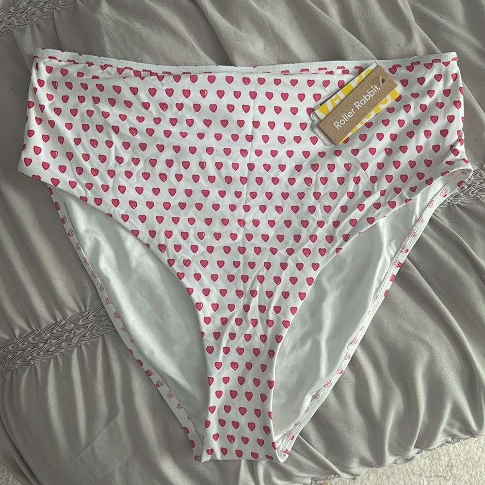 Roller Rabbit Red and Pink Heart High Waisted Bikini Bottoms